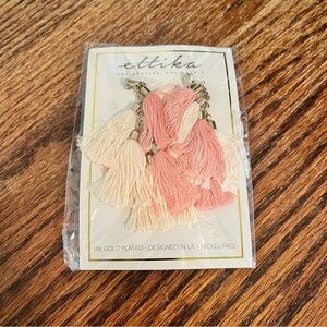 Ettika Daydreamer Pink and Cream Tassel Earrings